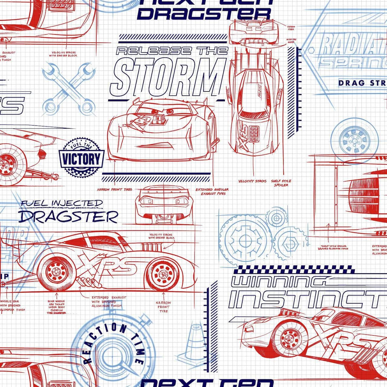 RoomMates Disney Pixar Cars Schematic Peel & Stick Wallpaper